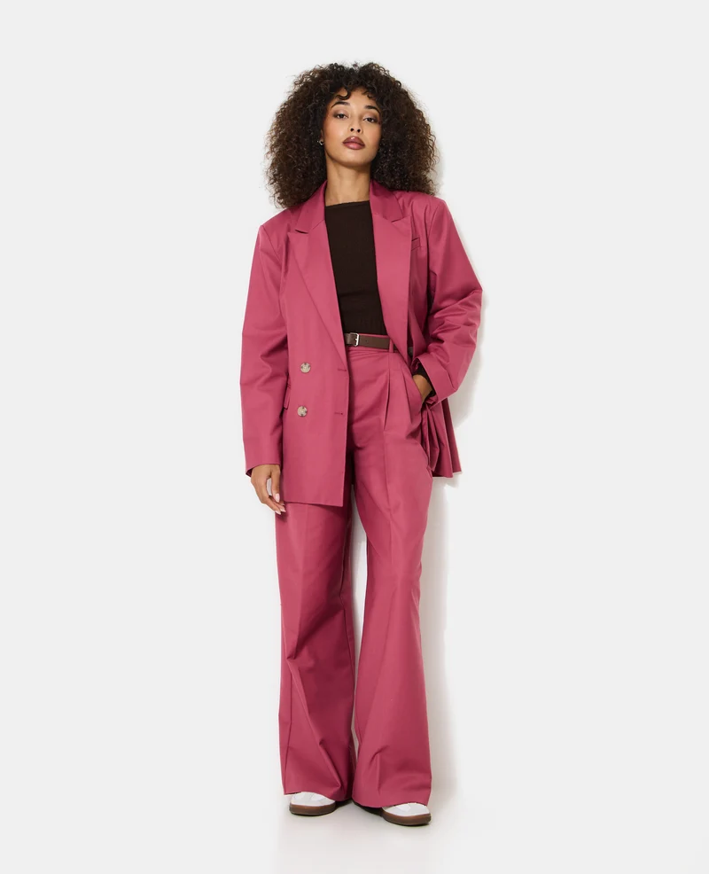 Pantalon large taille haute avec ceinture