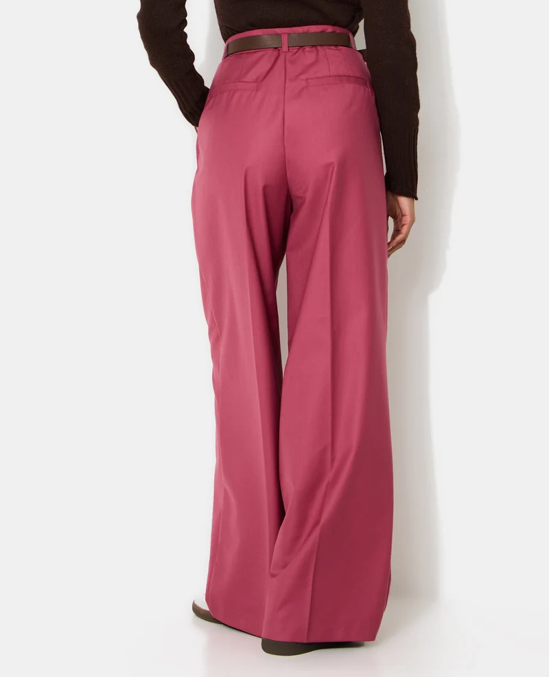 Pantalon large taille haute avec ceinture