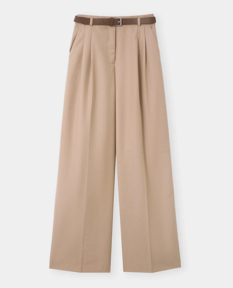 Pantalon large taille haute avec ceinture
