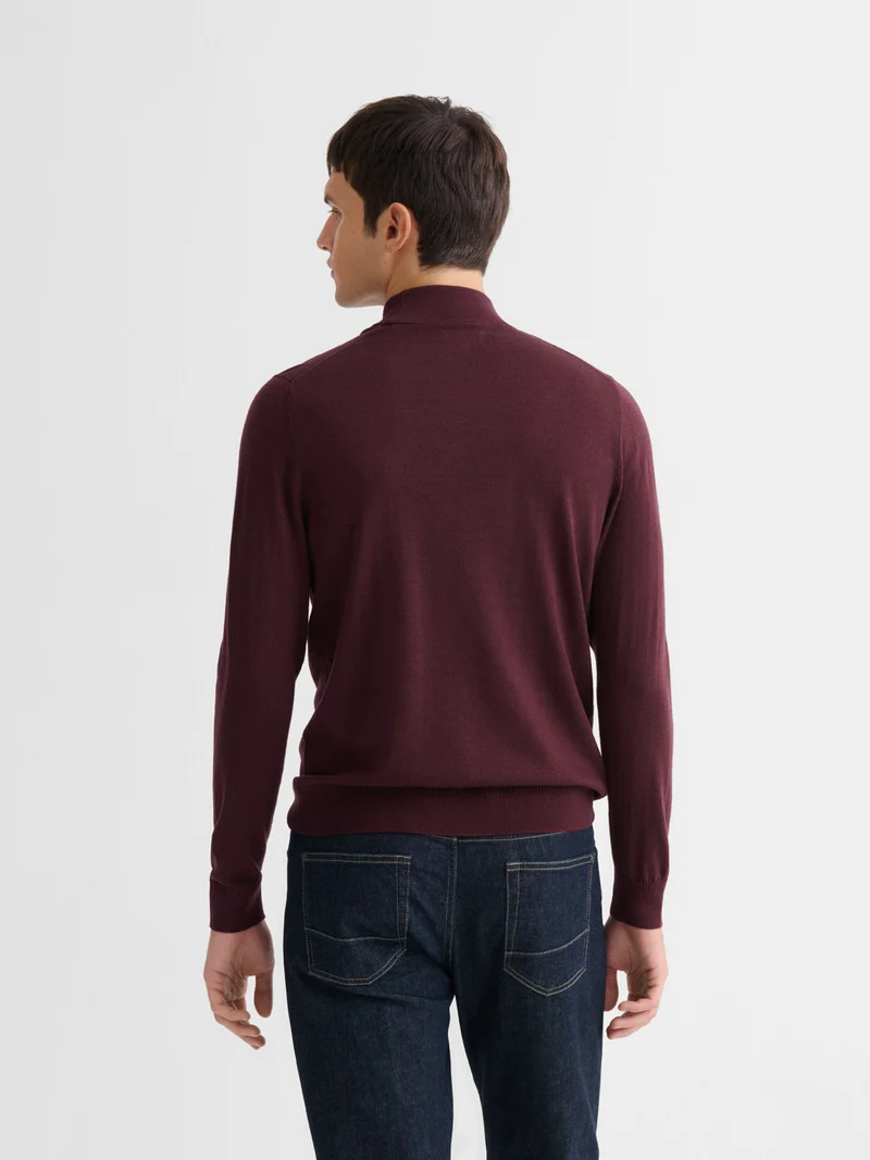 Pull col cheminée en laine Mérinos