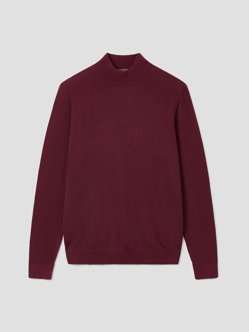 Pull col cheminée en laine Mérinos