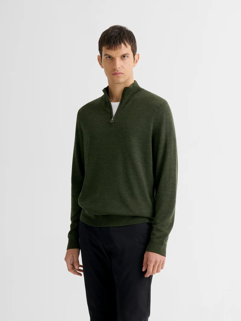 Pull col cheminée en laine Mérinos