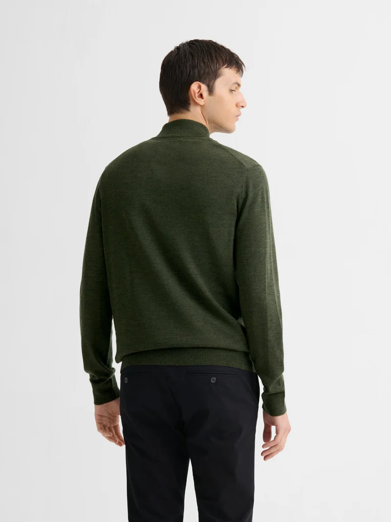 Pull col cheminée en laine Mérinos