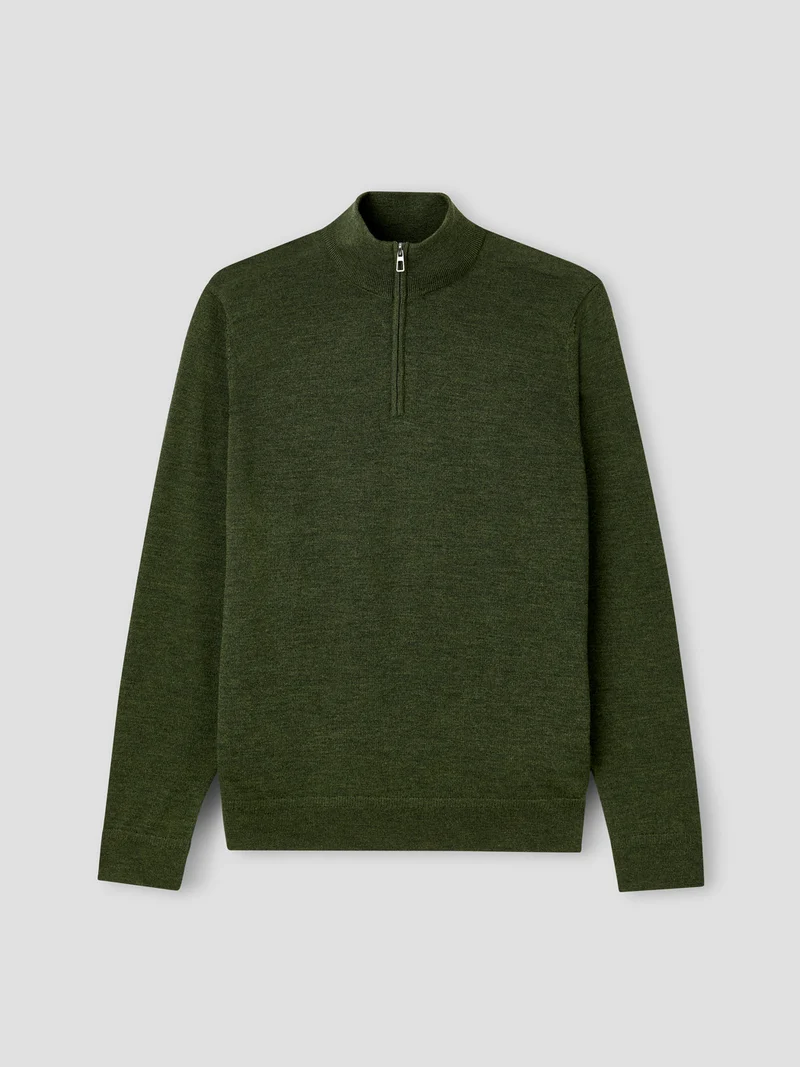 Pull col cheminée en laine Mérinos