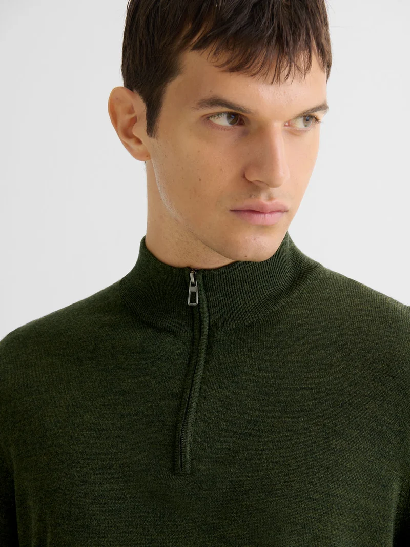 Pull col cheminée en laine Mérinos