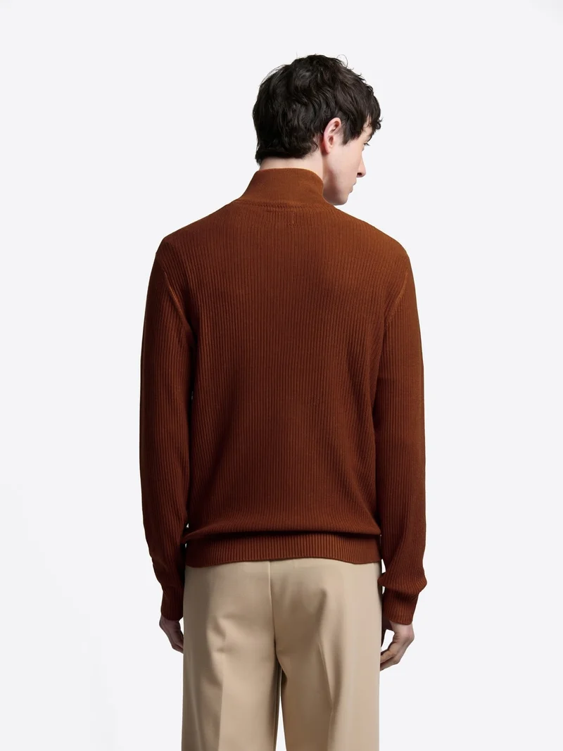 Pull col cheminée zip viscose certifiée