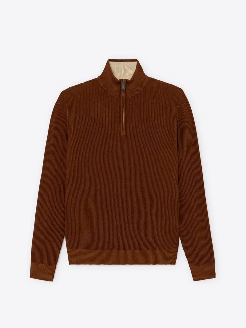 Pull col cheminée zip viscose certifiée
