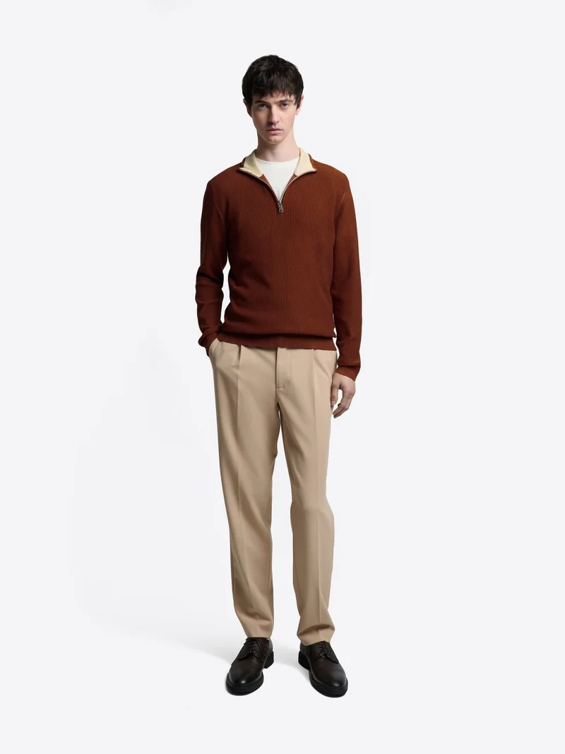Pull col cheminée zip viscose certifiée