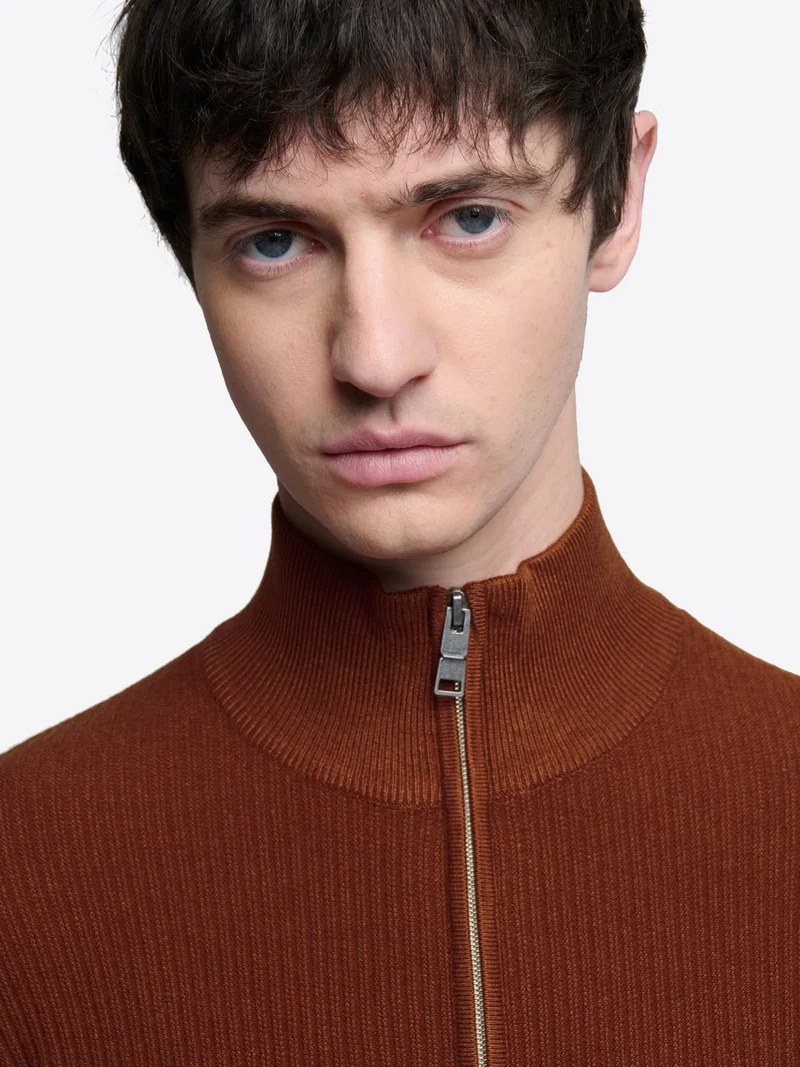 Pull col cheminée zip viscose certifiée