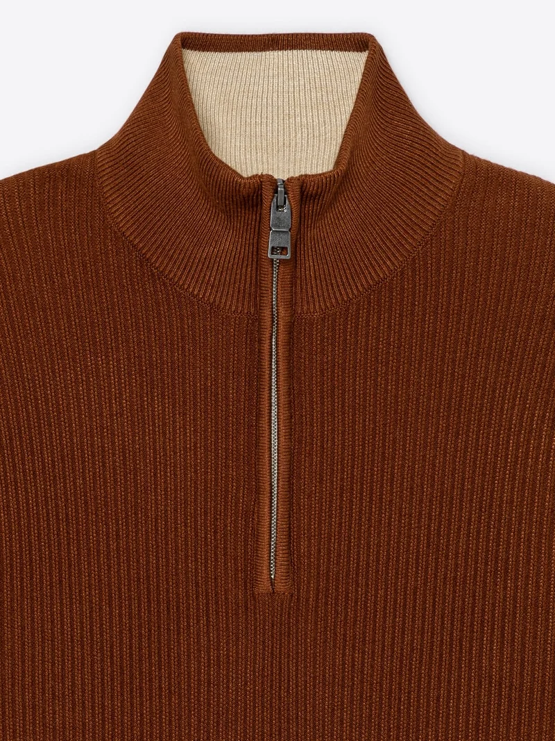 Pull col cheminée zip viscose certifiée