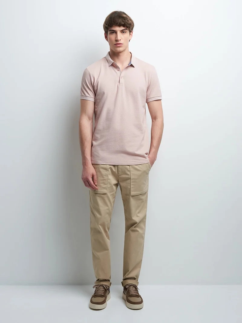Polo à manches courtes en coton à motif