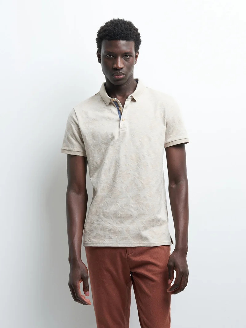 Polo à manches courtes jacquard bicolore