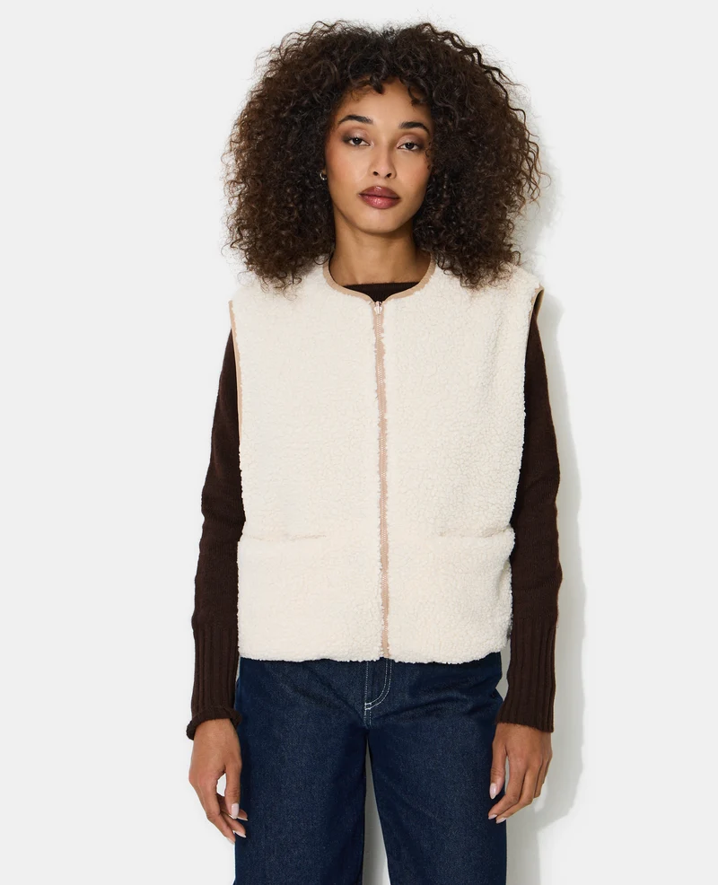 Veste sans manches réversible avec sherpa