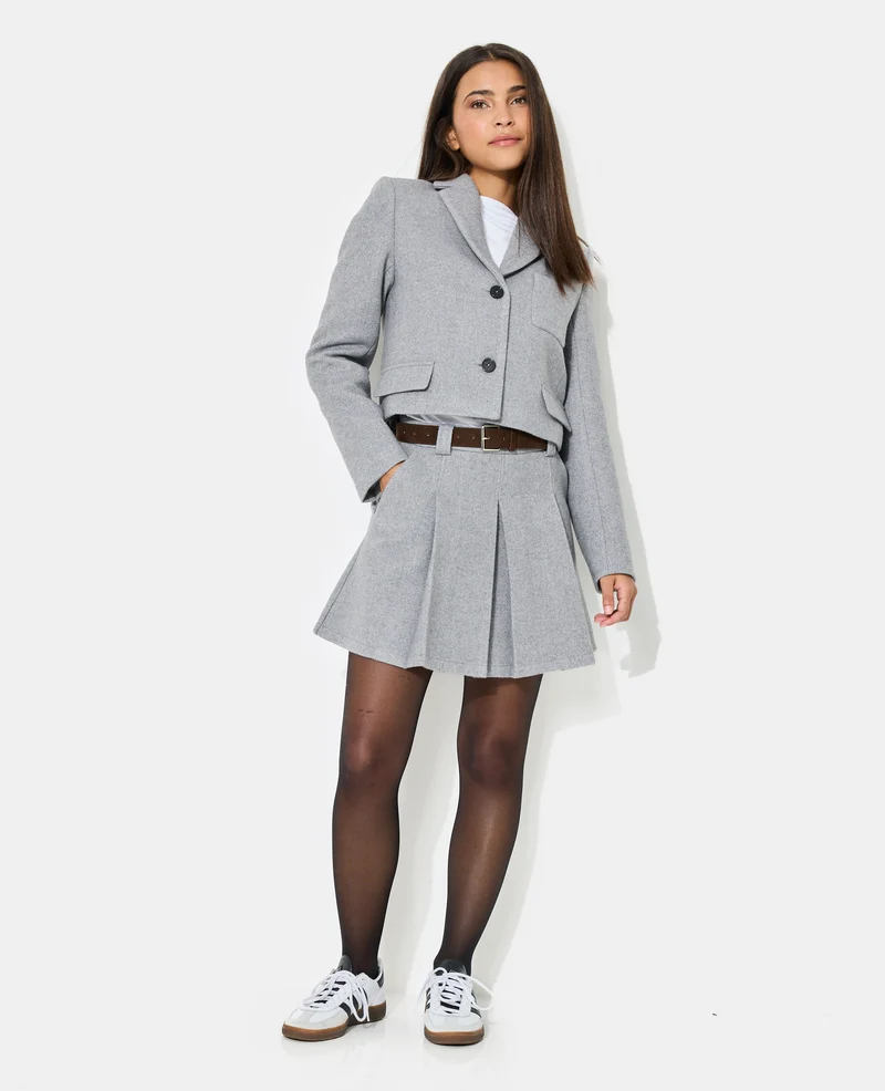 Veste blazer courte en tissu épais avec laine