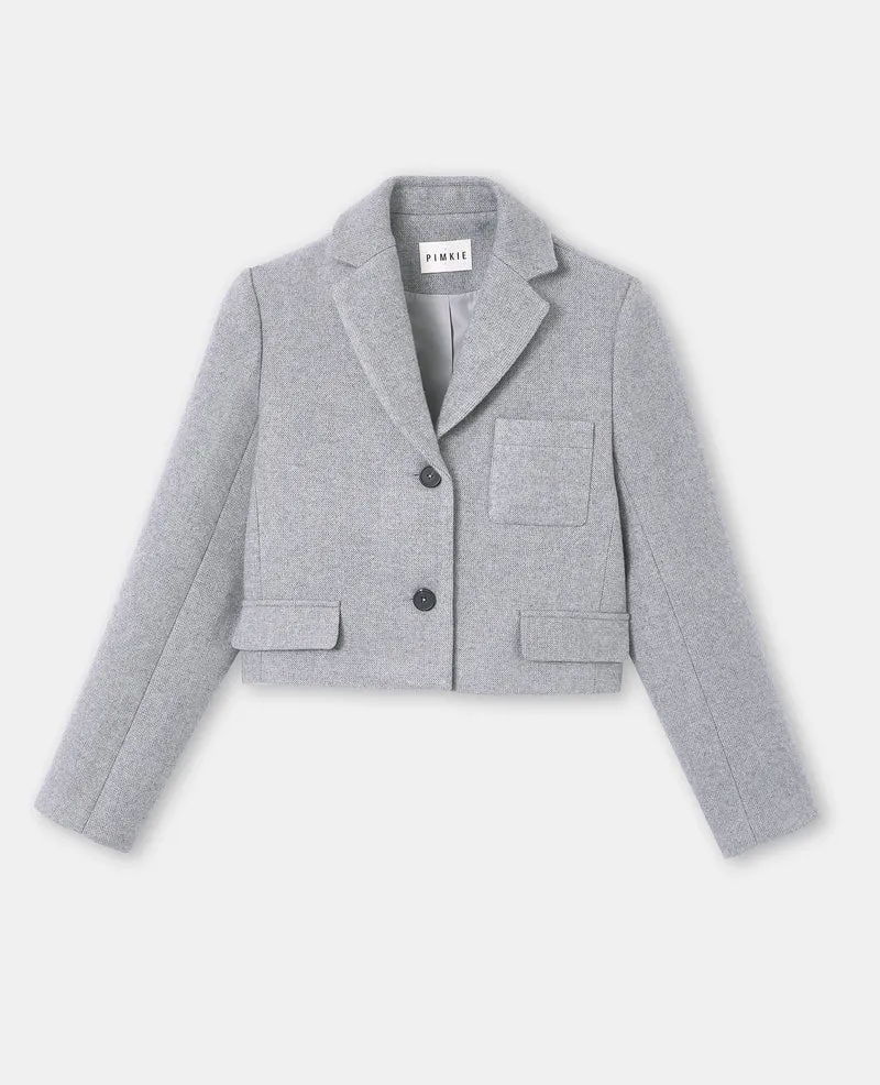 Veste blazer courte en tissu épais avec laine