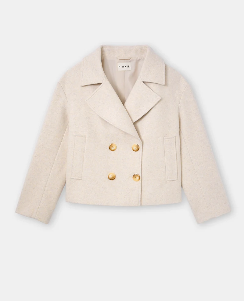 Blouson caban effet drap de laine