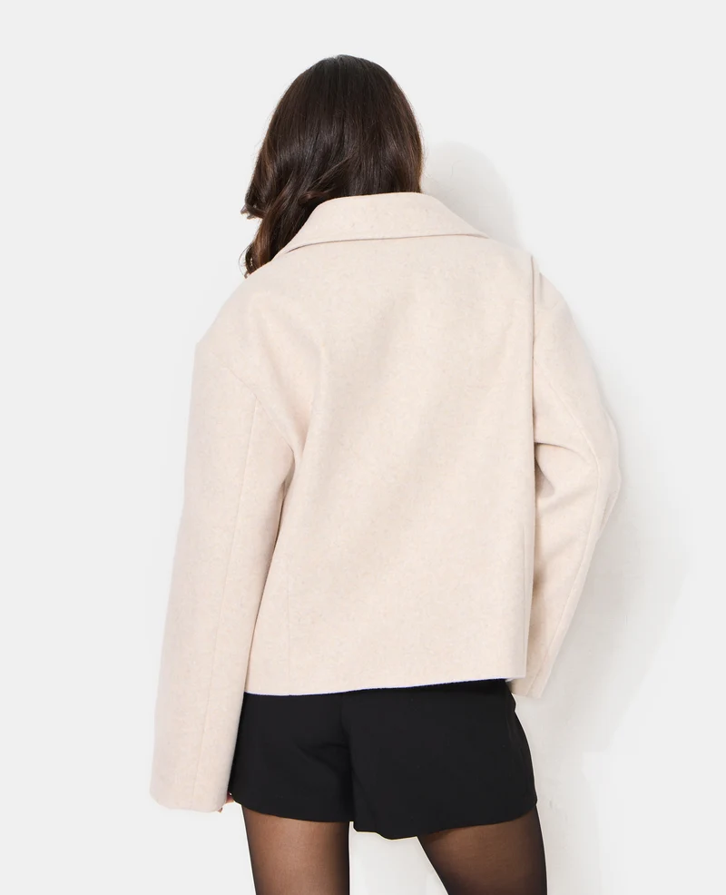 Blouson caban effet drap de laine