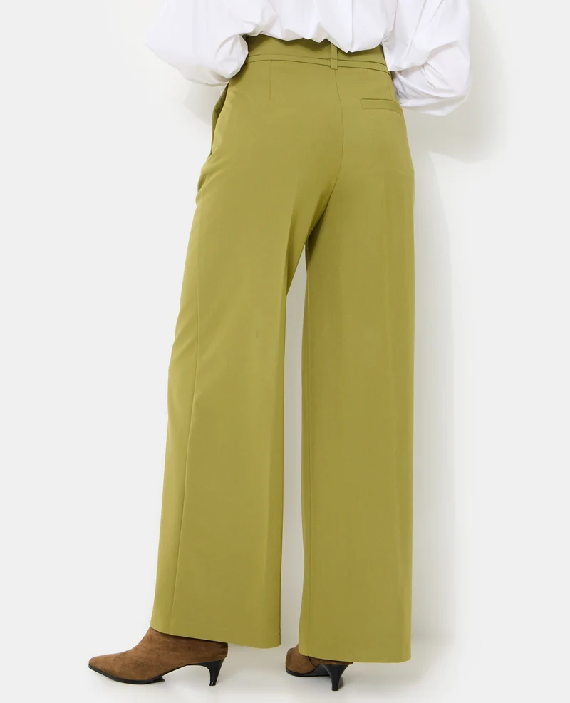 Pantalon droit avec ceinture et boucle fantaisie