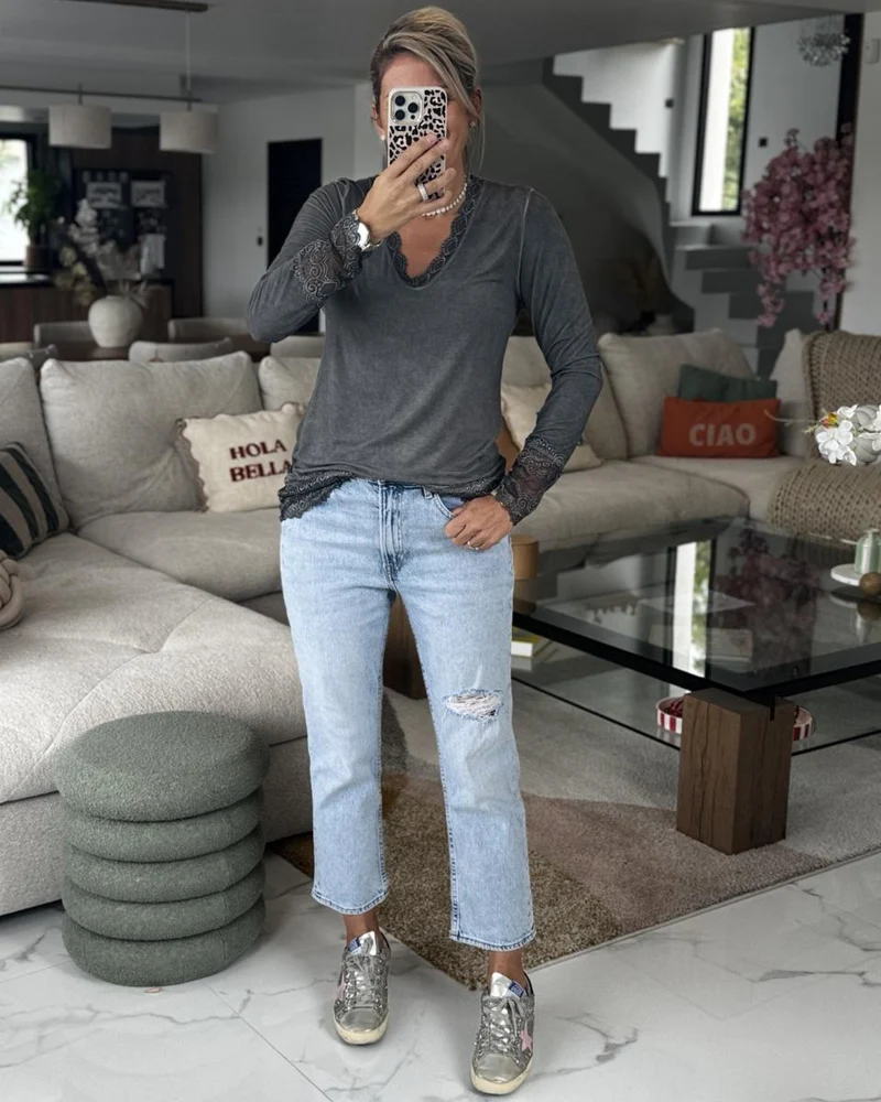 Sous pull dentelle gris