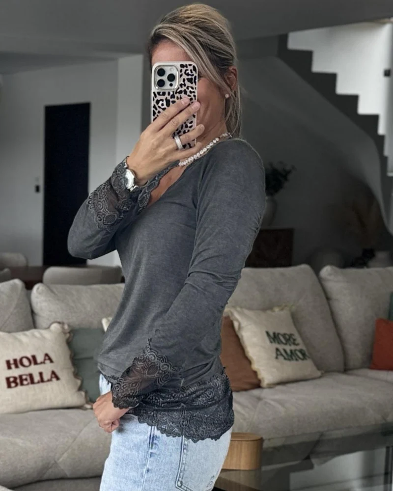 Sous pull dentelle gris