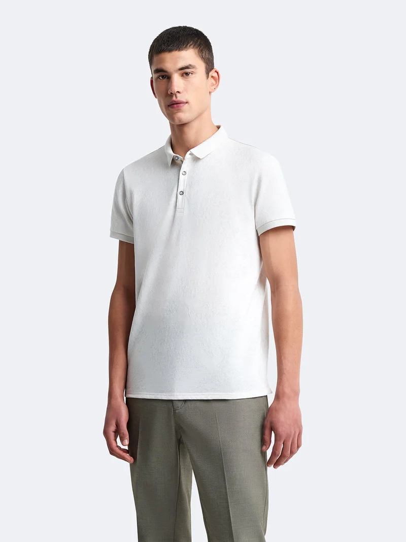 Polo manches courtes en coton à motif
