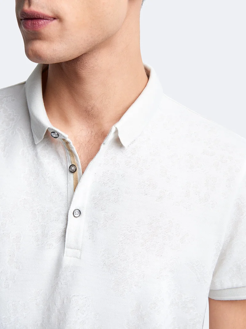 Polo manches courtes en coton à motif