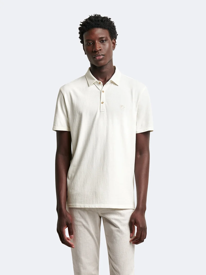 Polo manches courtes en coton-lin brodé