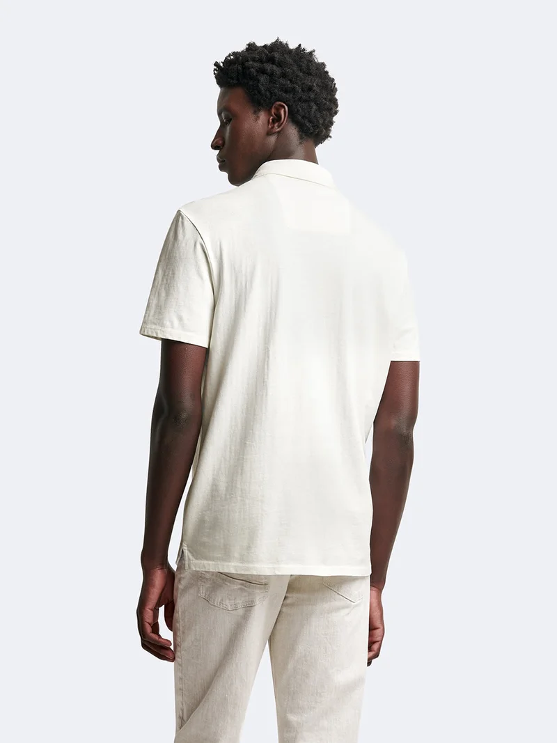 Polo manches courtes en coton-lin brodé