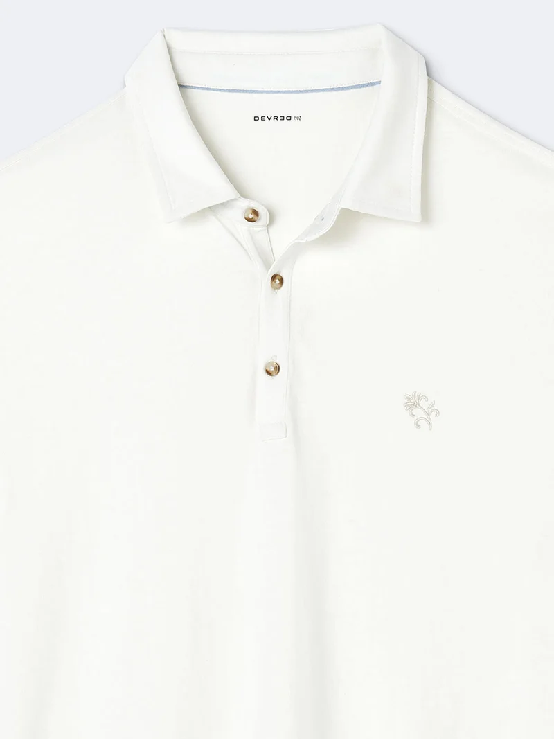 Polo manches courtes en coton-lin brodé