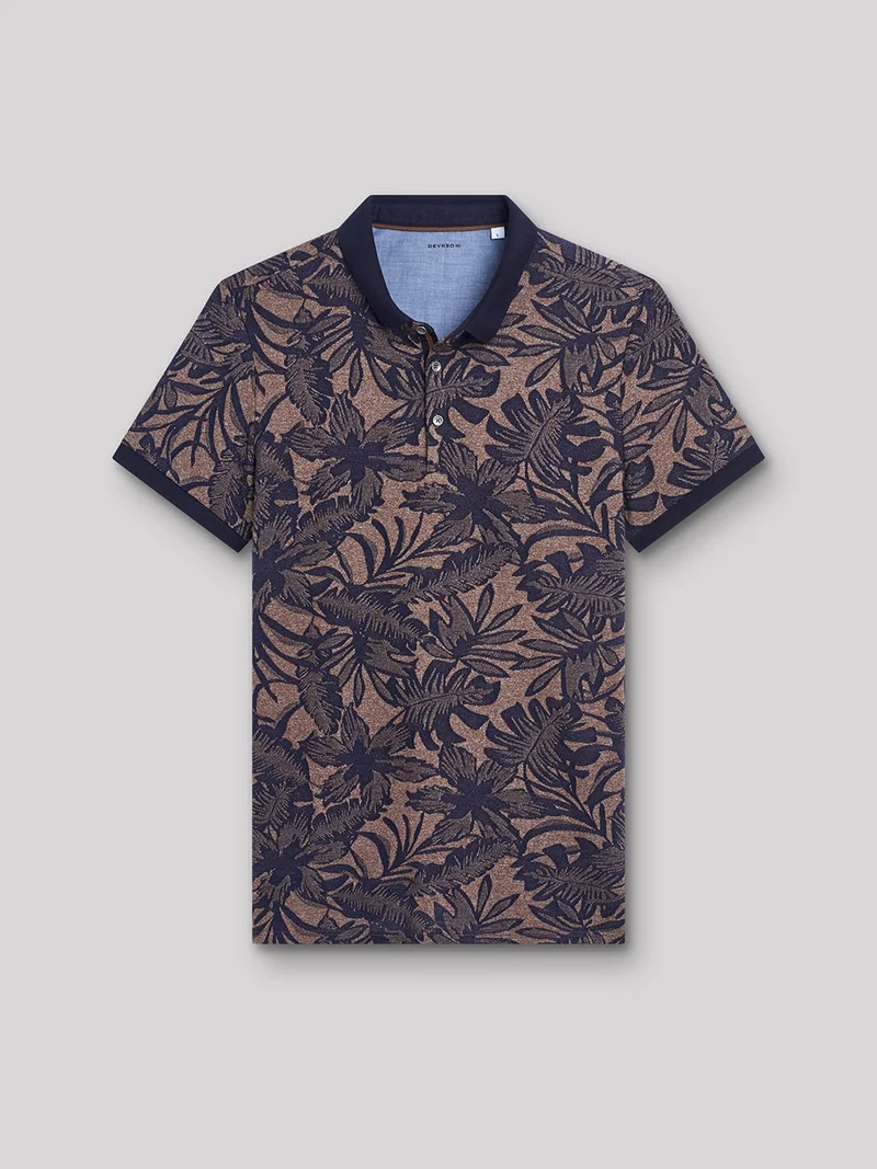 Polo manches courtes en coton fleuri