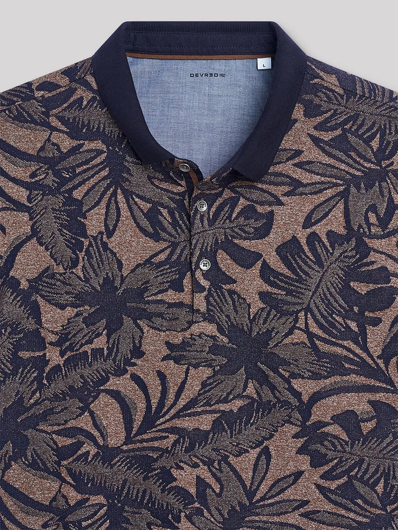 Polo manches courtes en coton fleuri
