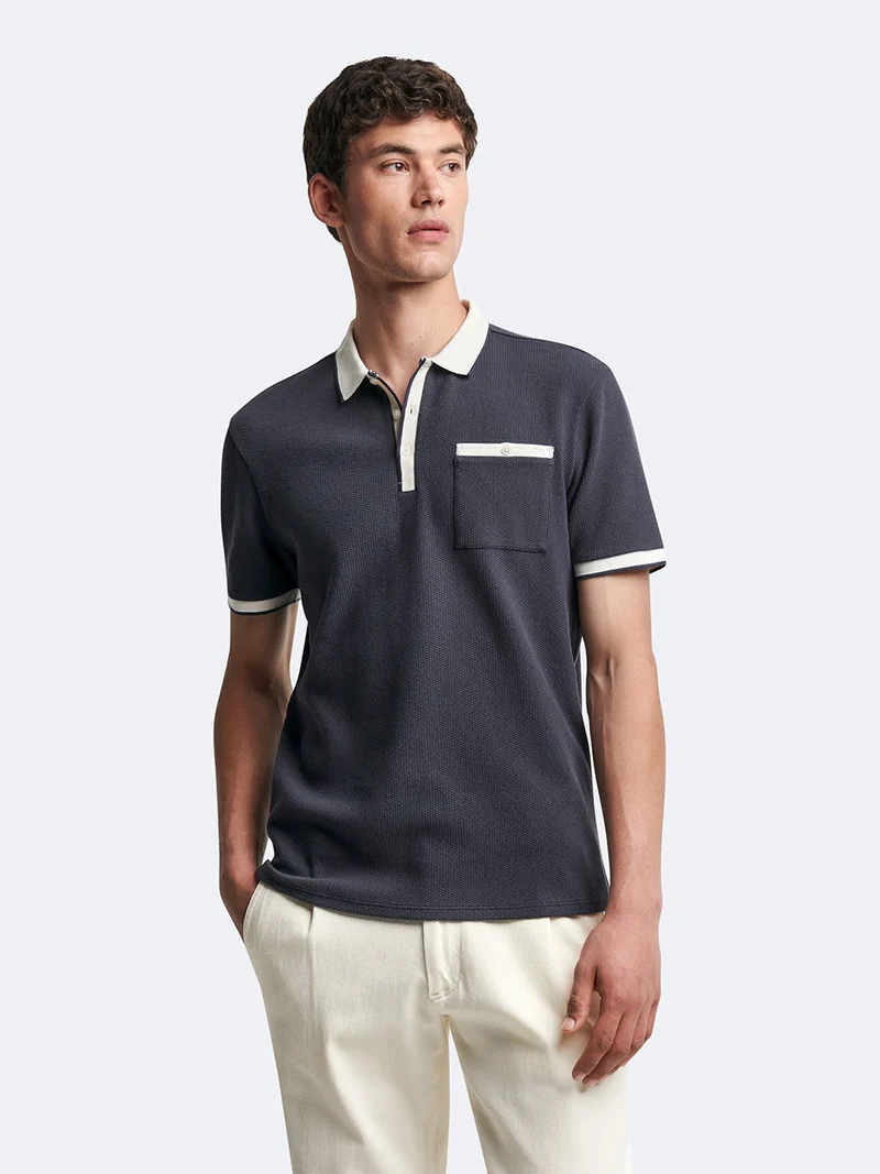 Polo manches courtes en coton bicolore