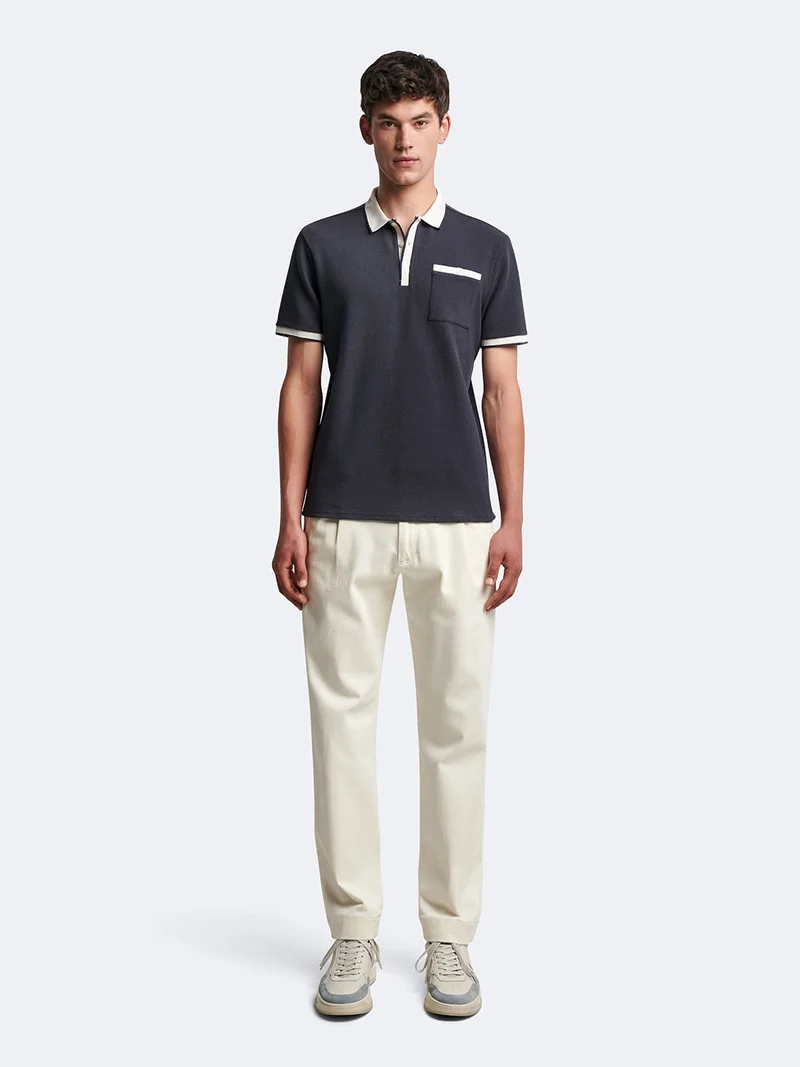 Polo manches courtes en coton bicolore