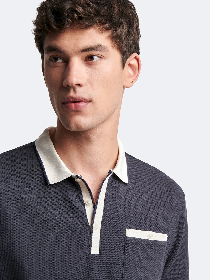 Polo manches courtes en coton bicolore