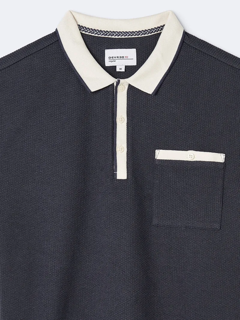 Polo manches courtes en coton bicolore