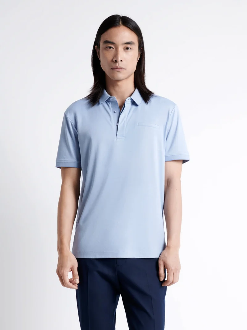 Polo manches courtes faux-uni en coton