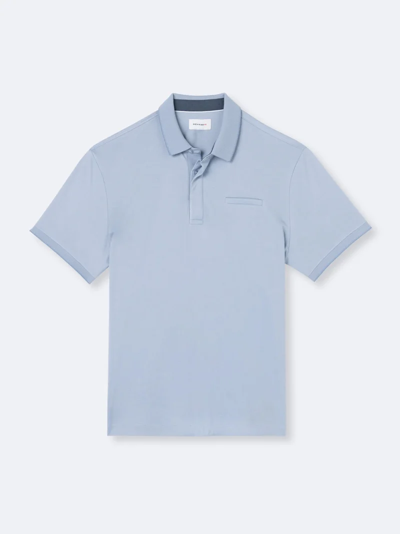 Polo manches courtes faux-uni en coton
