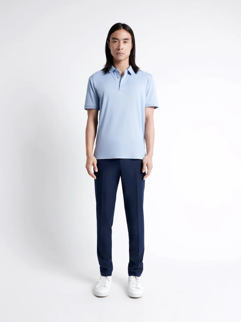 Polo manches courtes faux-uni en coton