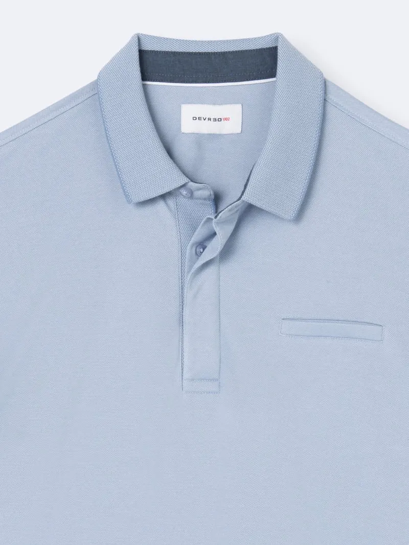 Polo manches courtes faux-uni en coton