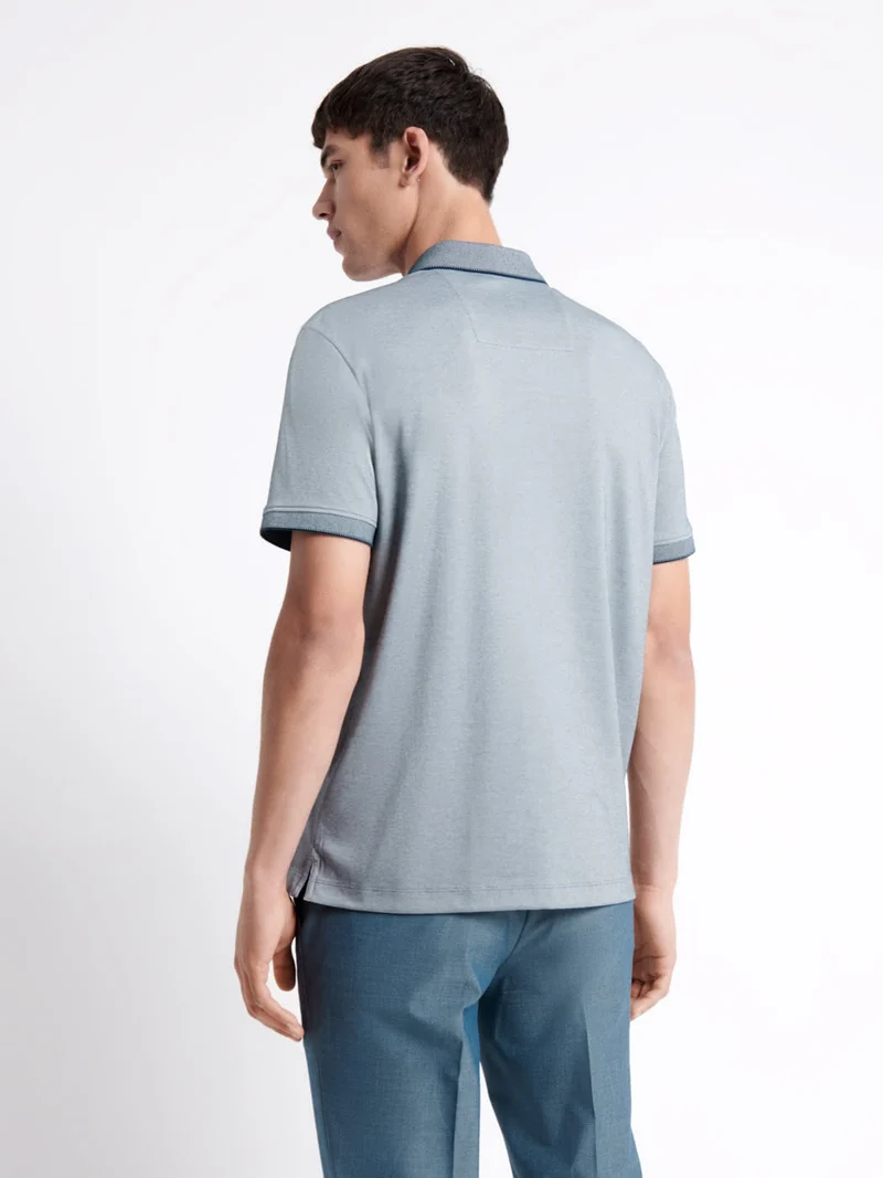 Polo manches courtes faux-uni en coton