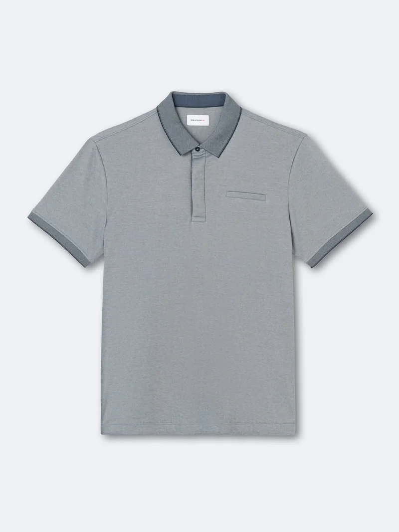 Polo manches courtes faux-uni en coton
