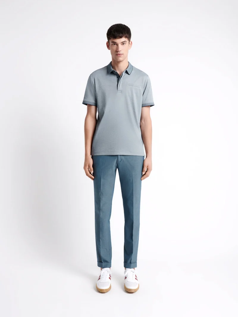 Polo manches courtes faux-uni en coton