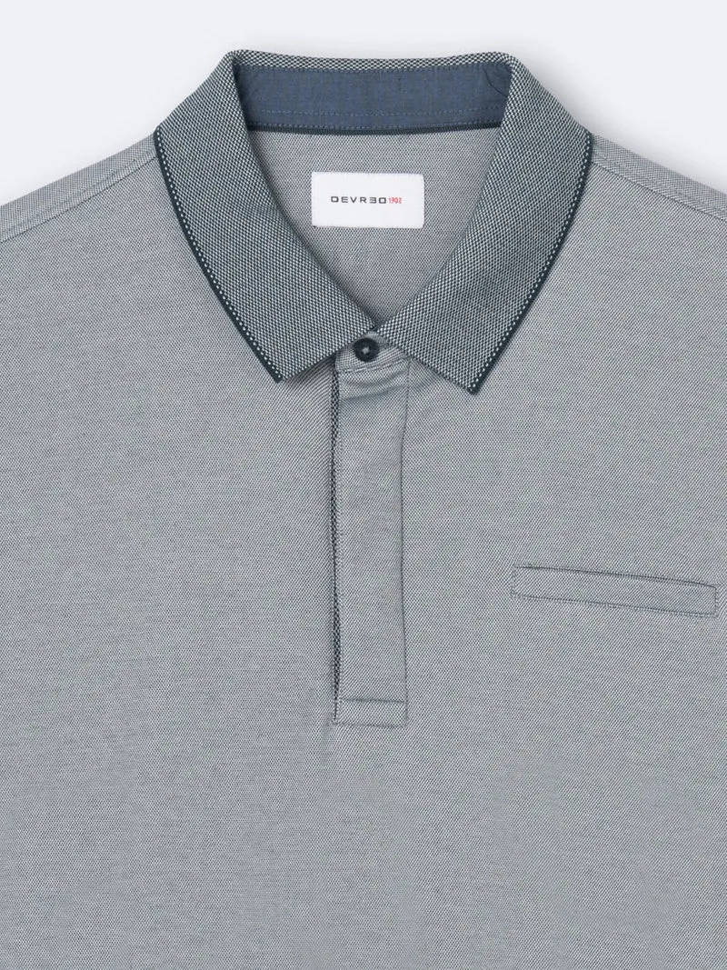 Polo manches courtes faux-uni en coton