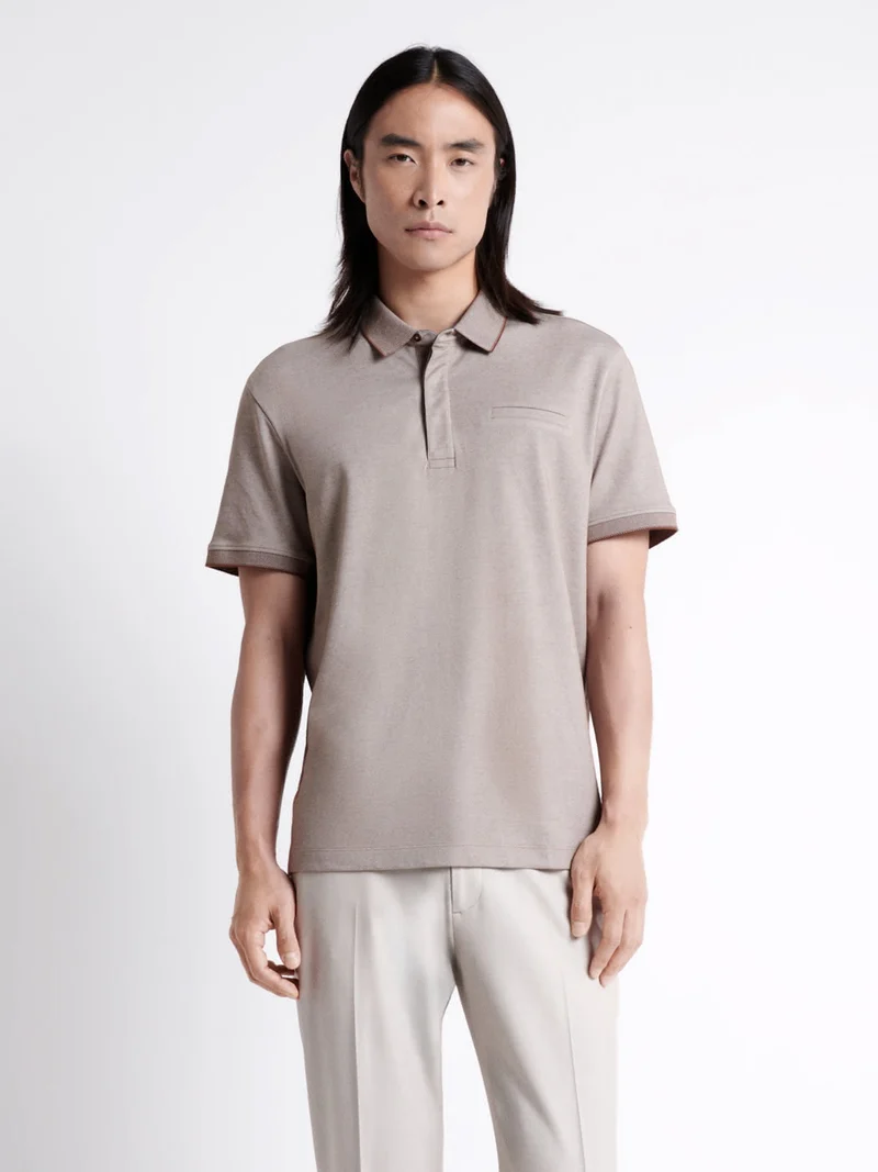 Polo manches courtes faux-uni en coton