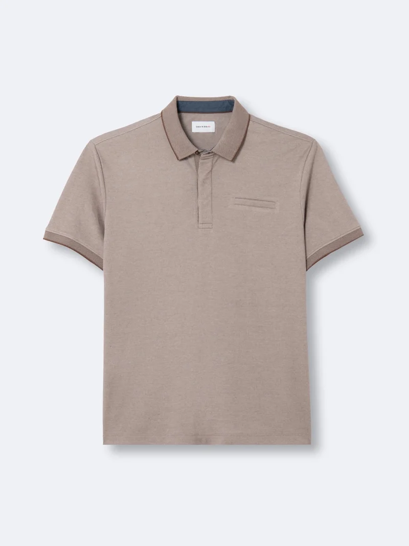 Polo manches courtes faux-uni en coton