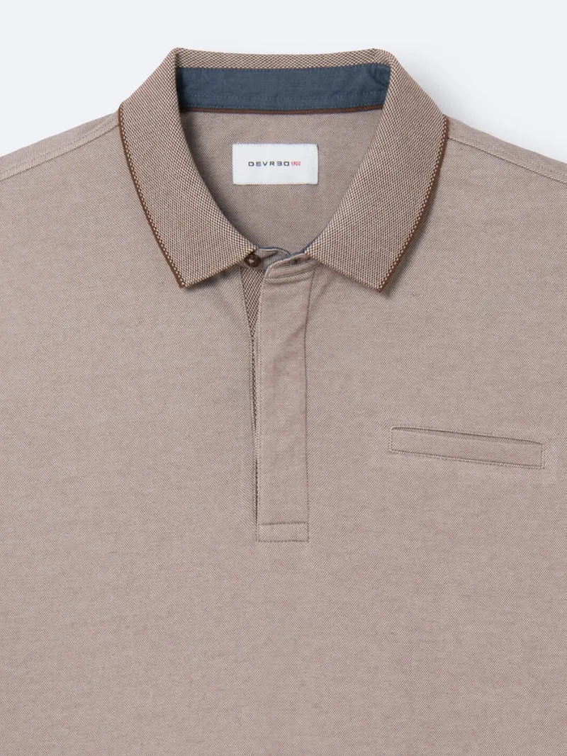 Polo manches courtes faux-uni en coton