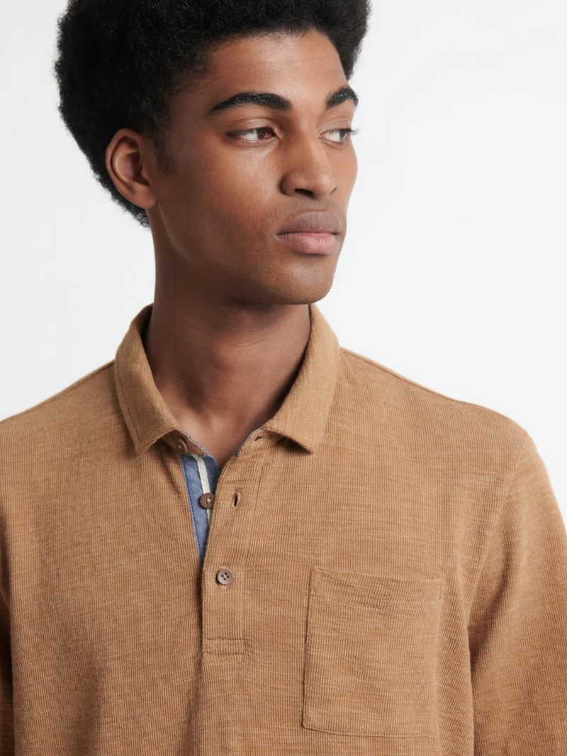 Polo manches courtes faux-uni en coton