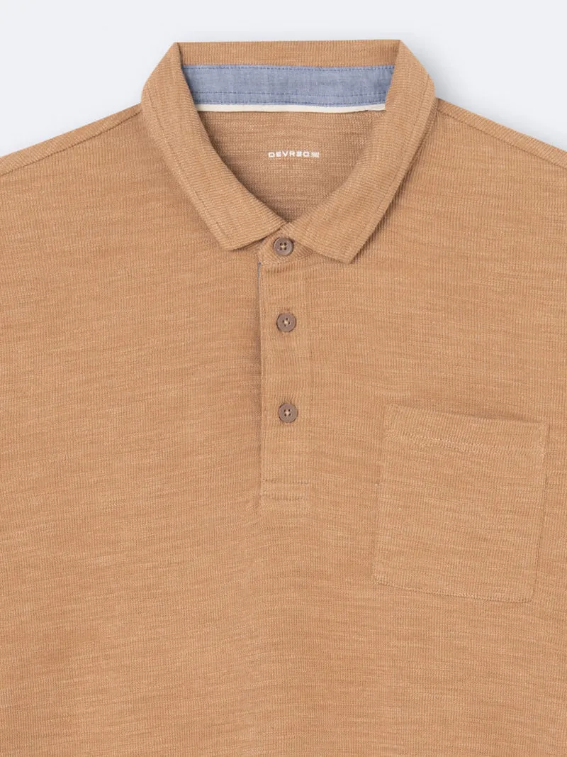 Polo manches courtes faux-uni en coton