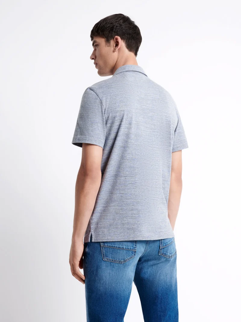 Polo manches courtes faux-uni en coton