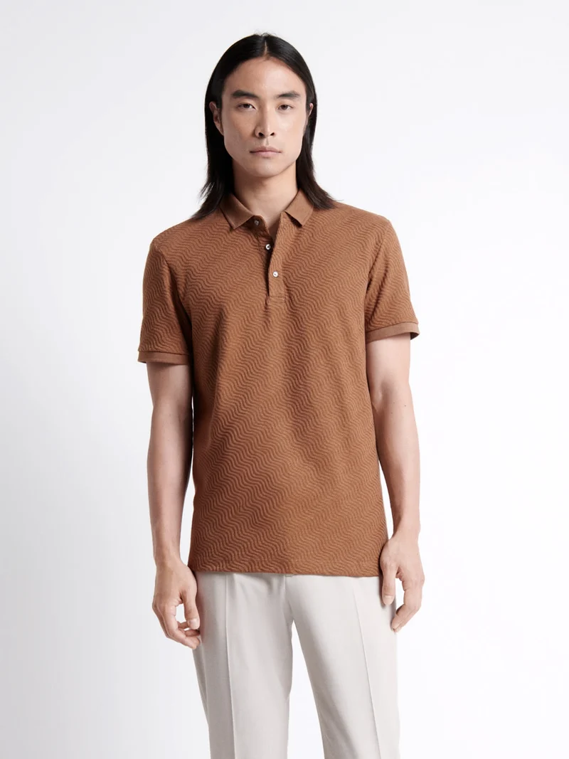 Polo manches courtes à relief en coton